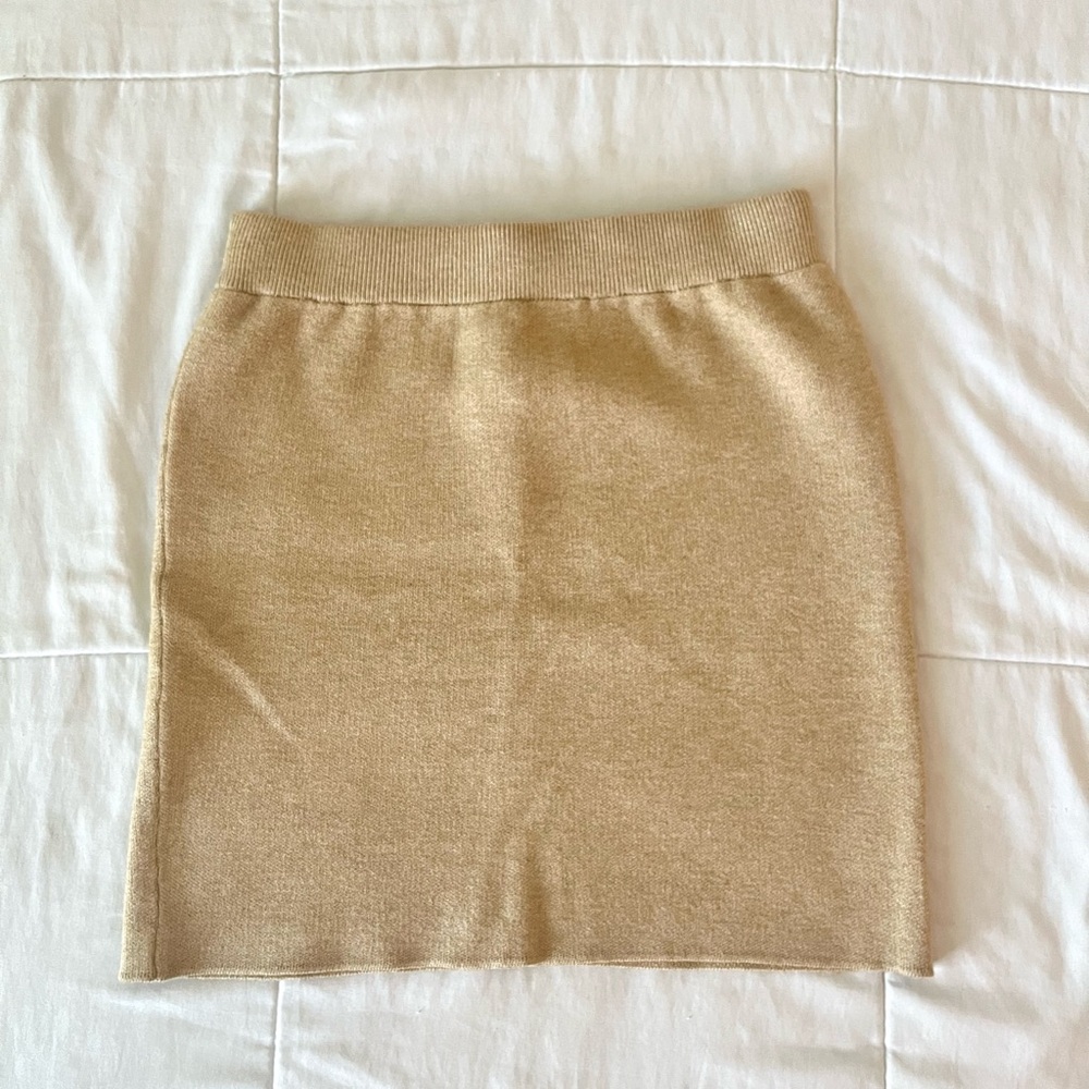 Forever 21 Tan Beige Mini Sweater Pencil Skirt